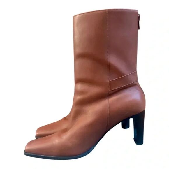 Amanda Smith Karma Mid-Calf Leather Boots/Vintage Boots From The 90s/Back Zip. - Picture 6 of 7